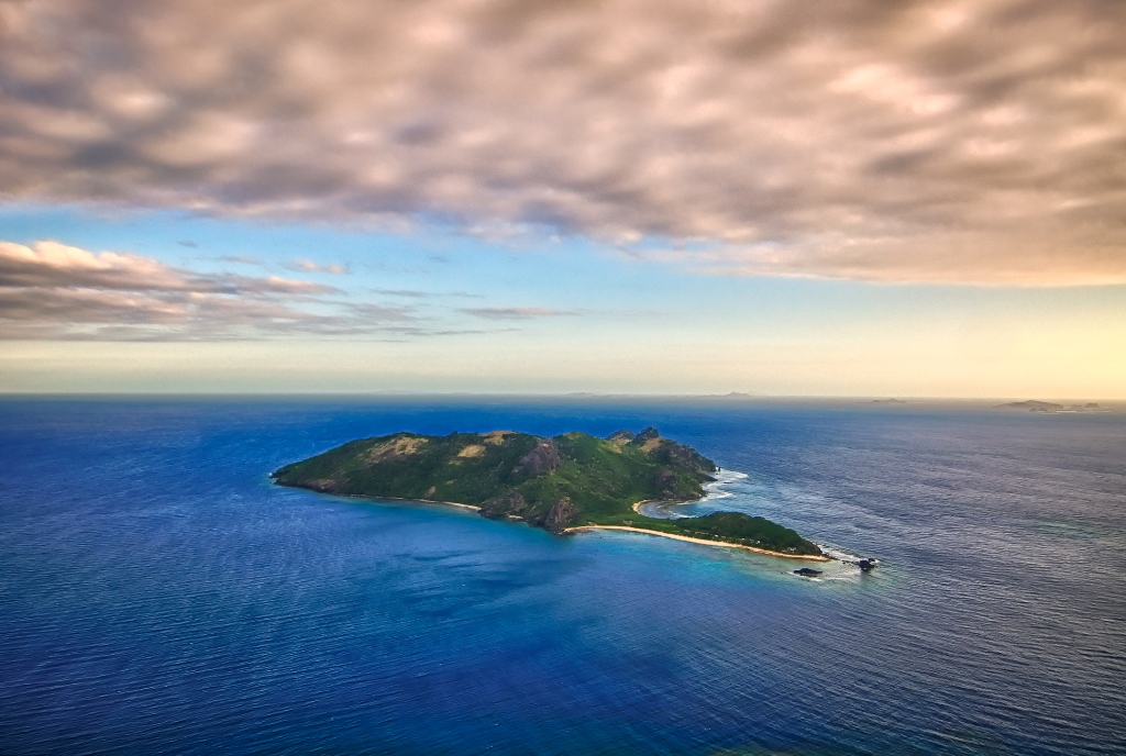 An aerial shot of Yasawa Island